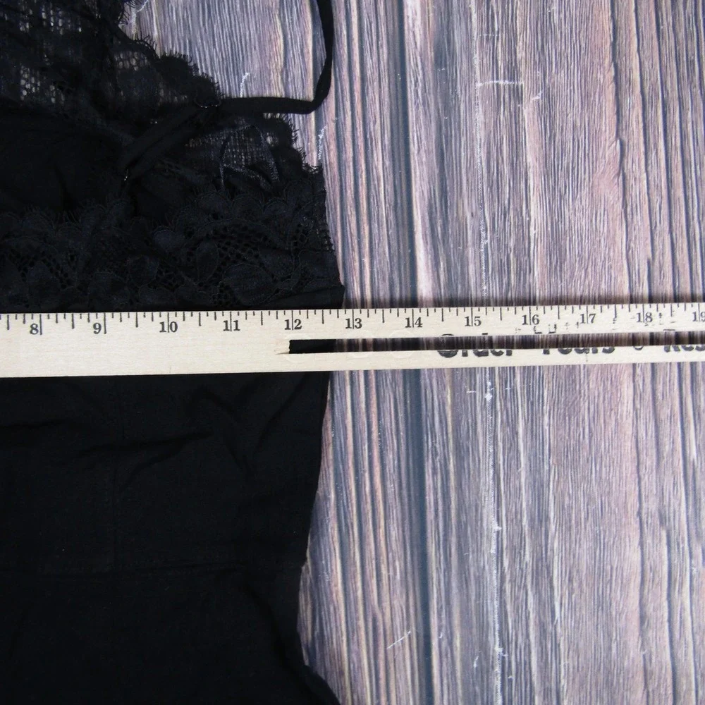 Free People Dress Womens Small Black Lace Trim Slip Spaghetti Strap OB1031310‎